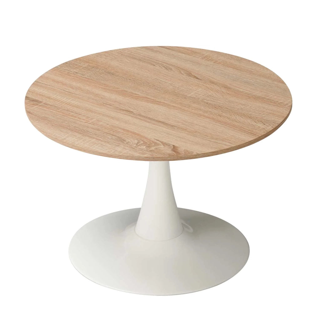 LÚZETE - TAVOLINO SAN ANTONI Ø70 CM GAMBA BIANCA PIANO BIANCO PIANO NATURALE