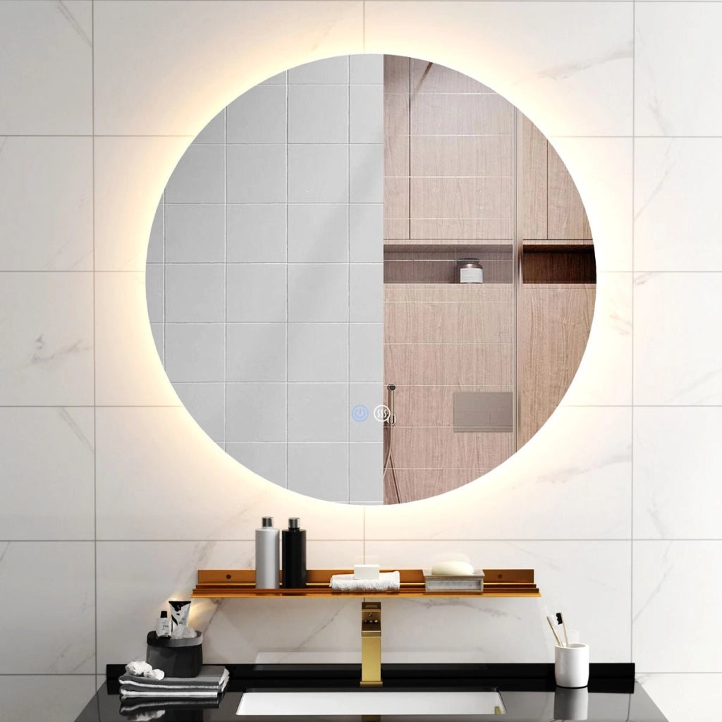 Specchio LED da bagno 60cm con luce a 3 colori e luminosit¨¤ regolabile funzioni di autosbrinante, Specchio da trucco