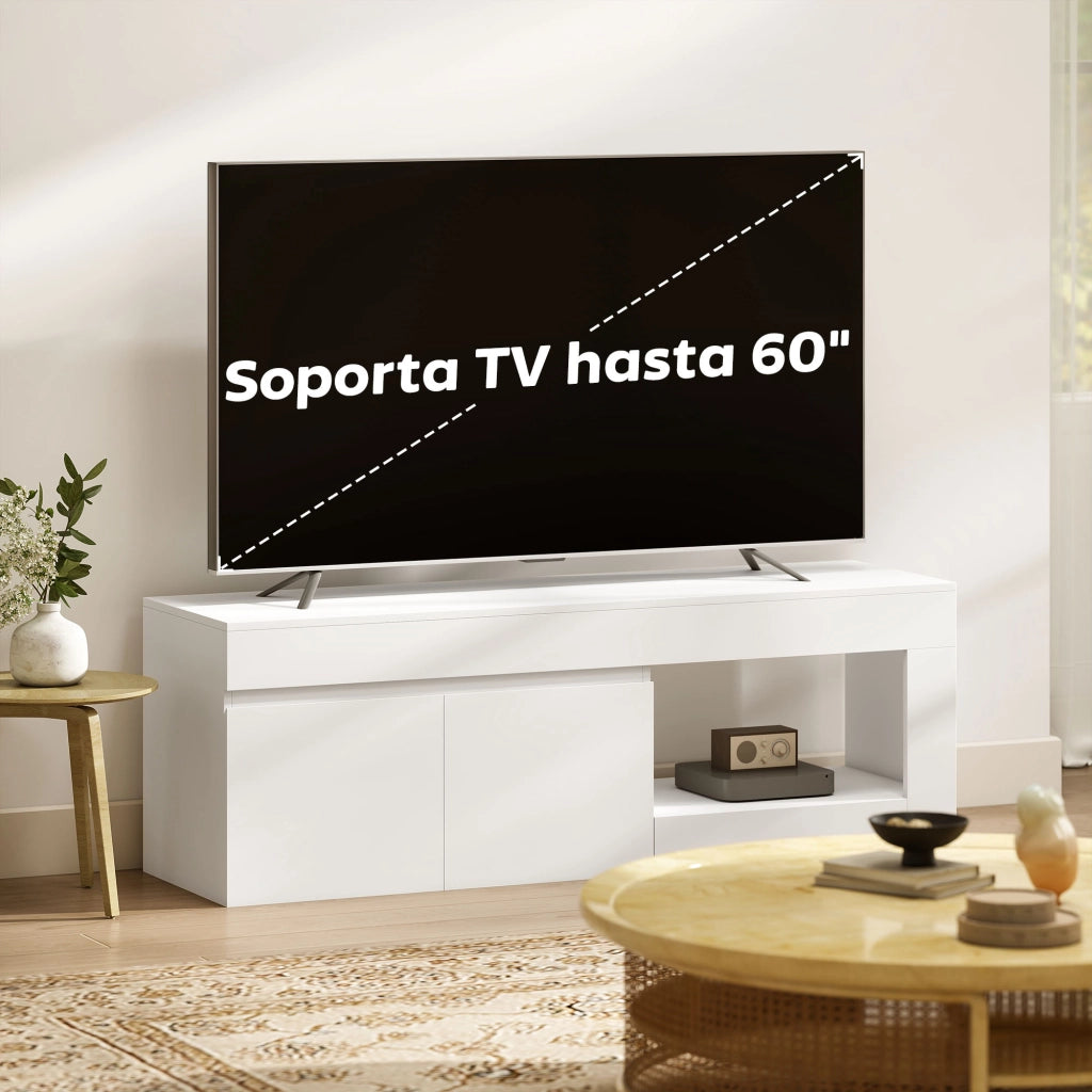 Mobile TV moderno con 2 ante e ripiano aperto ¨C Xylo ¨C Bianco 140x40x48 cm