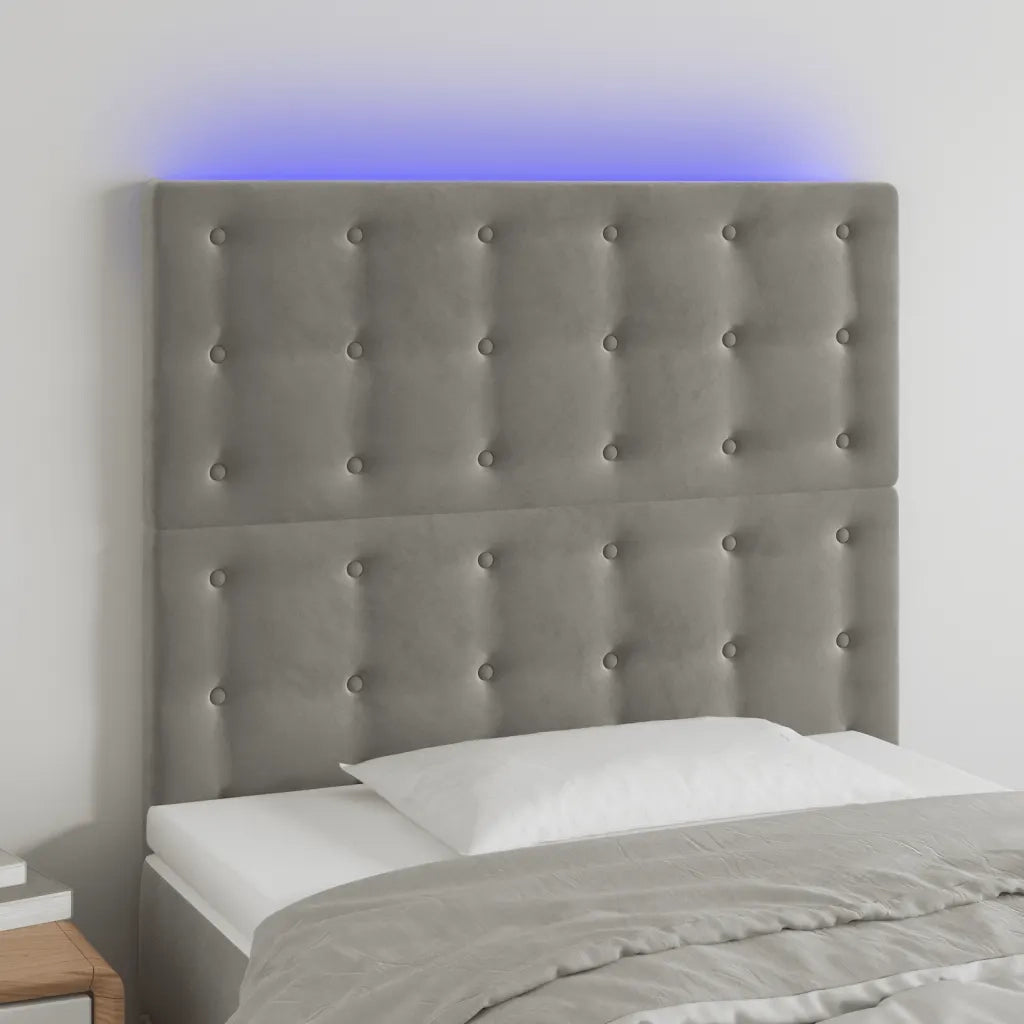 Testiera | Testata a LED Grigio Chiaro 90x5x118/128 cm in Velluto