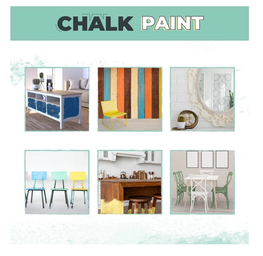 Chalk Paint Vernice a Gesso 750ml + Pennello Tondo in Legno Pack LIME - Pittura per Mobili Senza Carteggiare
