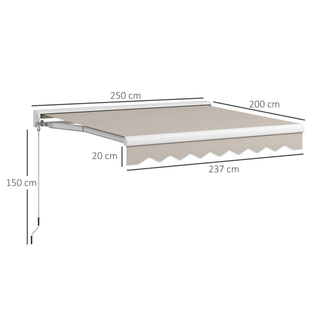 Tendone da Esterno Retrattile Elettrico e Manuale ¨C zephmum ¨C 250x200 cm Colore Crema
