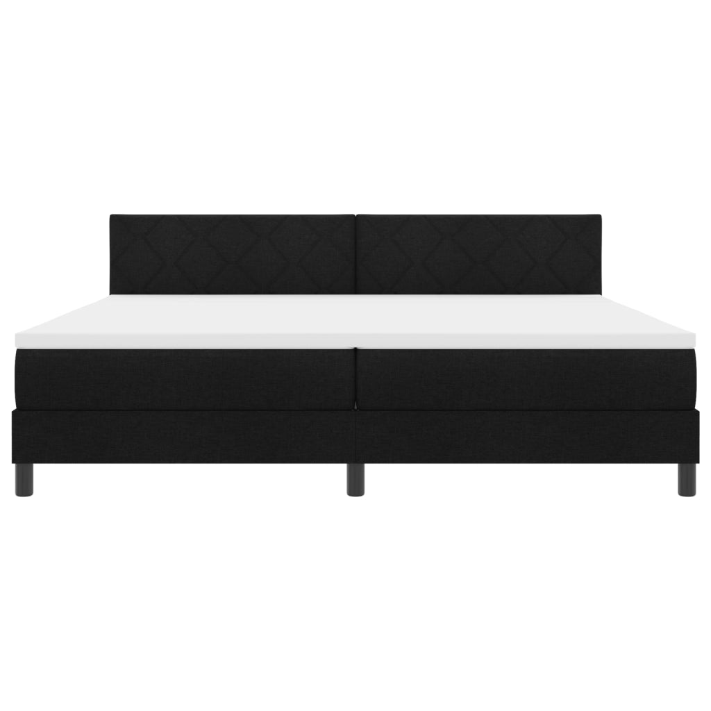 Letto con Box Spring e Materasso & LED Nero 200x200 cm Tessuto