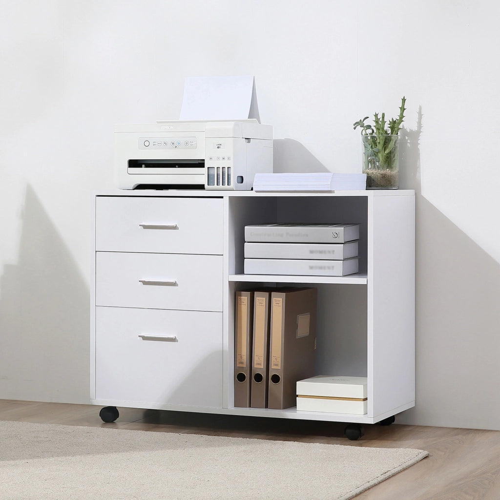 Scrivania con cassetti e scaffale ¨C zephmum ¨C bianco 80x40x65 cm