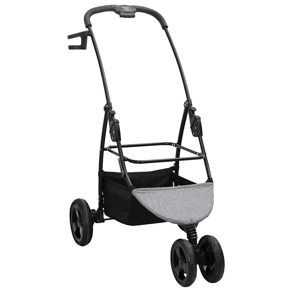 vidaXL Passeggino pieghevole per animali Grigio 78 x 54 x 101 cm