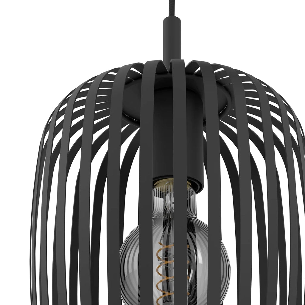Lampadario A Sospensione Minimal Romazzina Acciaio Nero 3 Luci E27