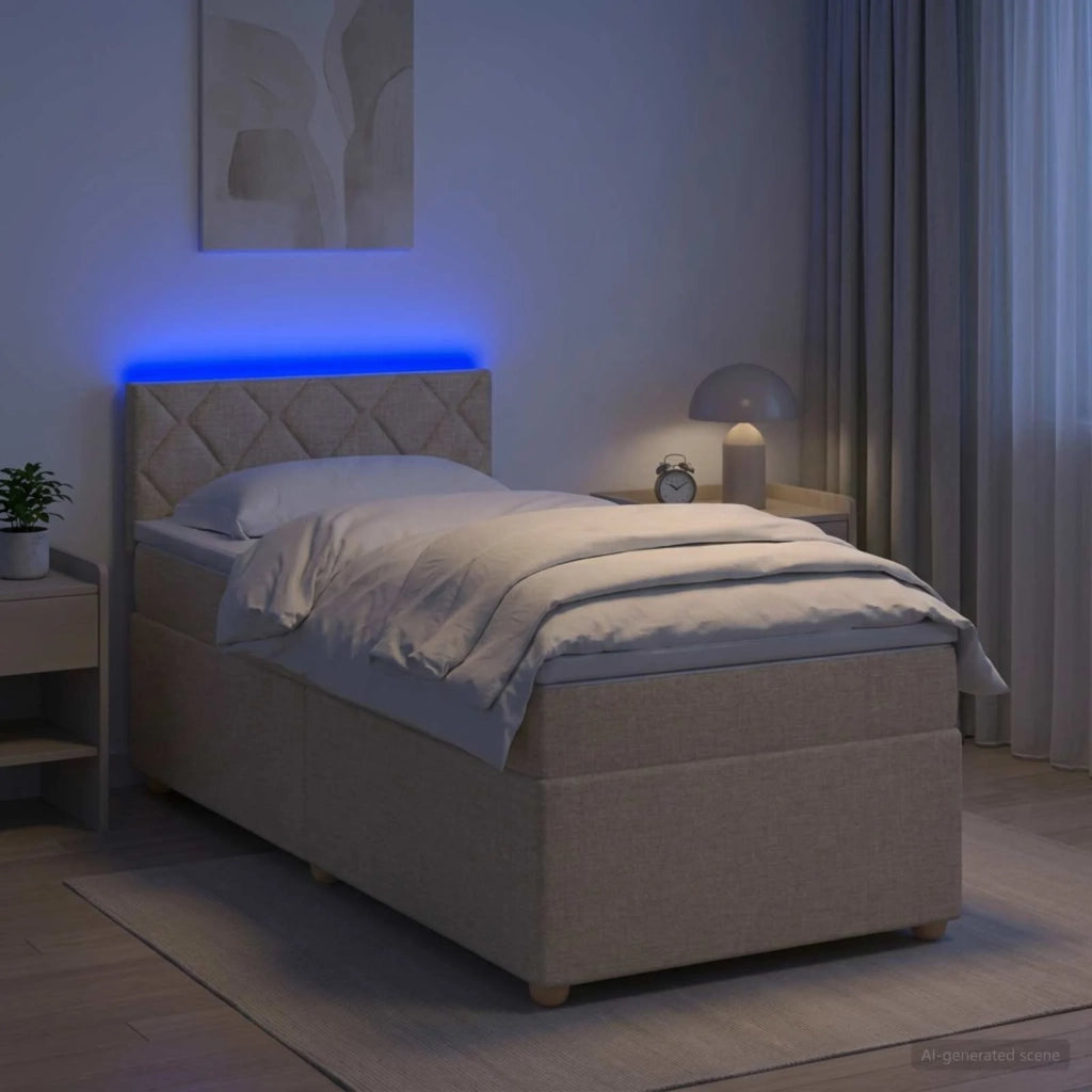 Letto box spring con materasso Crema 100 x 200 cm Tessuto 3452364