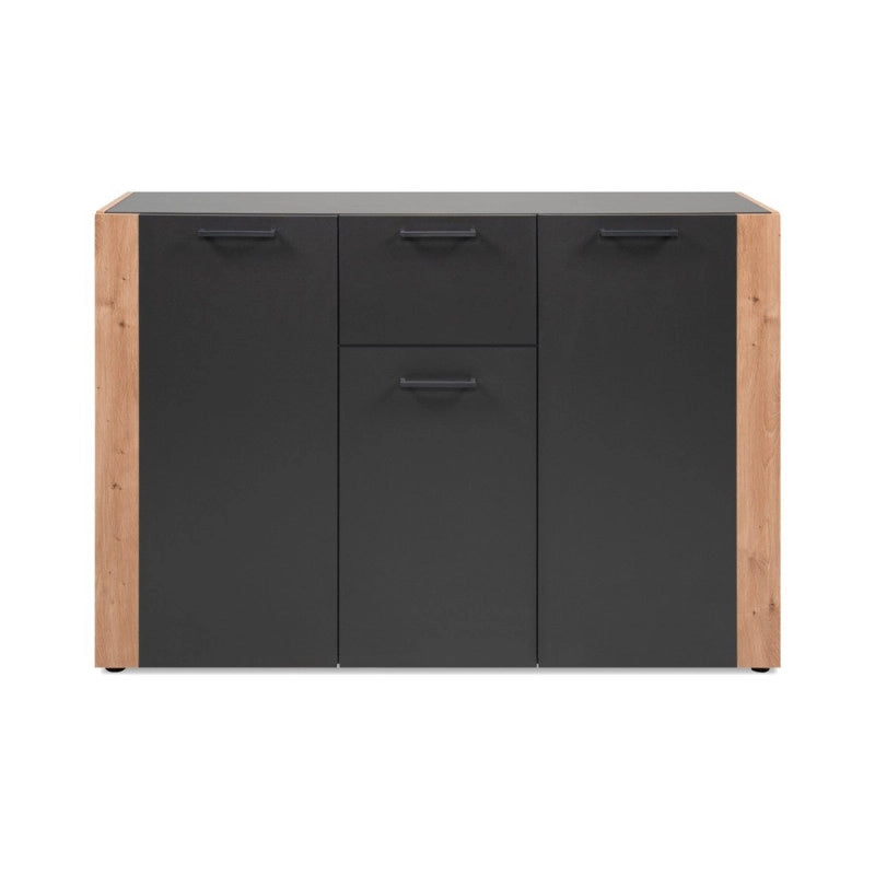 Madia Cento 01B con 3 ante e 1 cassetto colore antracite e laterali legno rovere artisan