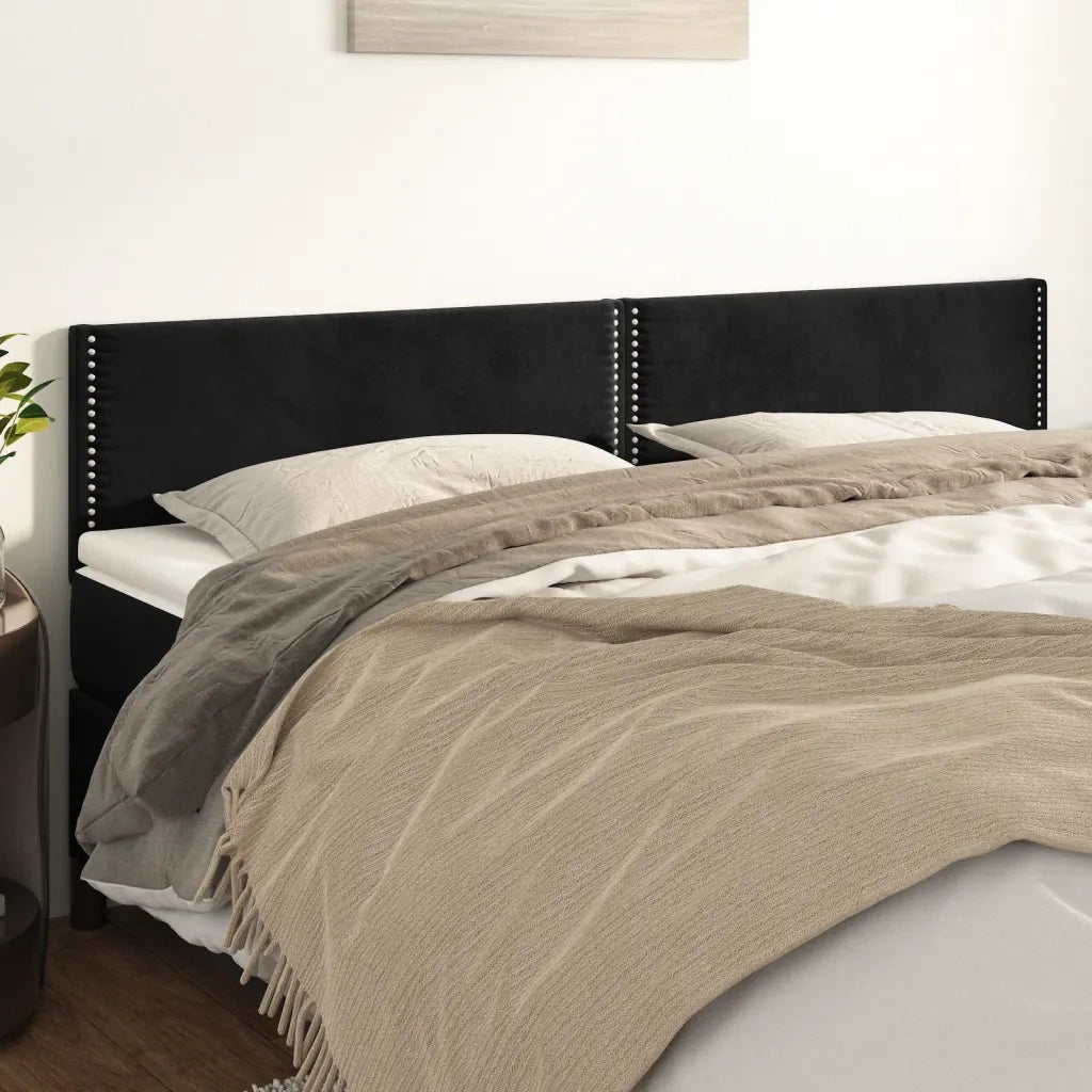 Testiera | Testata Nera 180x5x78/88 cm in Velluto