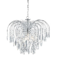 Lampadario Classico Waterfall Acciaio Cromo Cristallo 5 Luci E14
