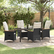 Set da Pranzo per Giardino con cuscino 5 pcs Nero polyrattan