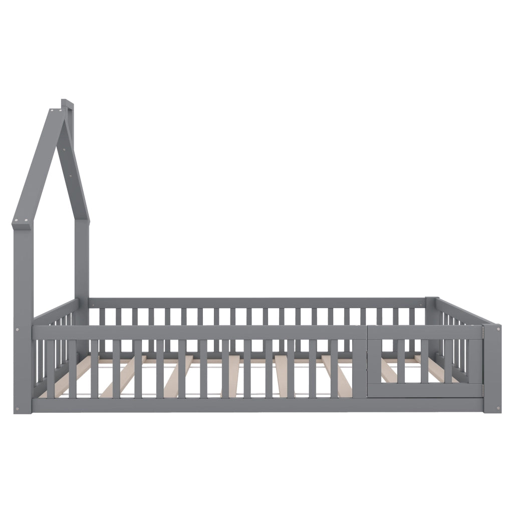 Letto a castello grigio con struttura a camino in pino 90x200 cm con rete a doghe