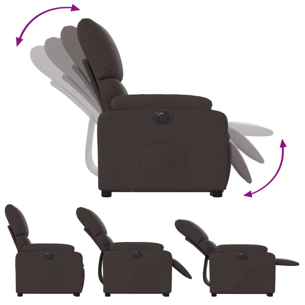 Poltrona | Sedia Relax Alzapersona Reclinante Elettrica Marrone Scuro Tessuto