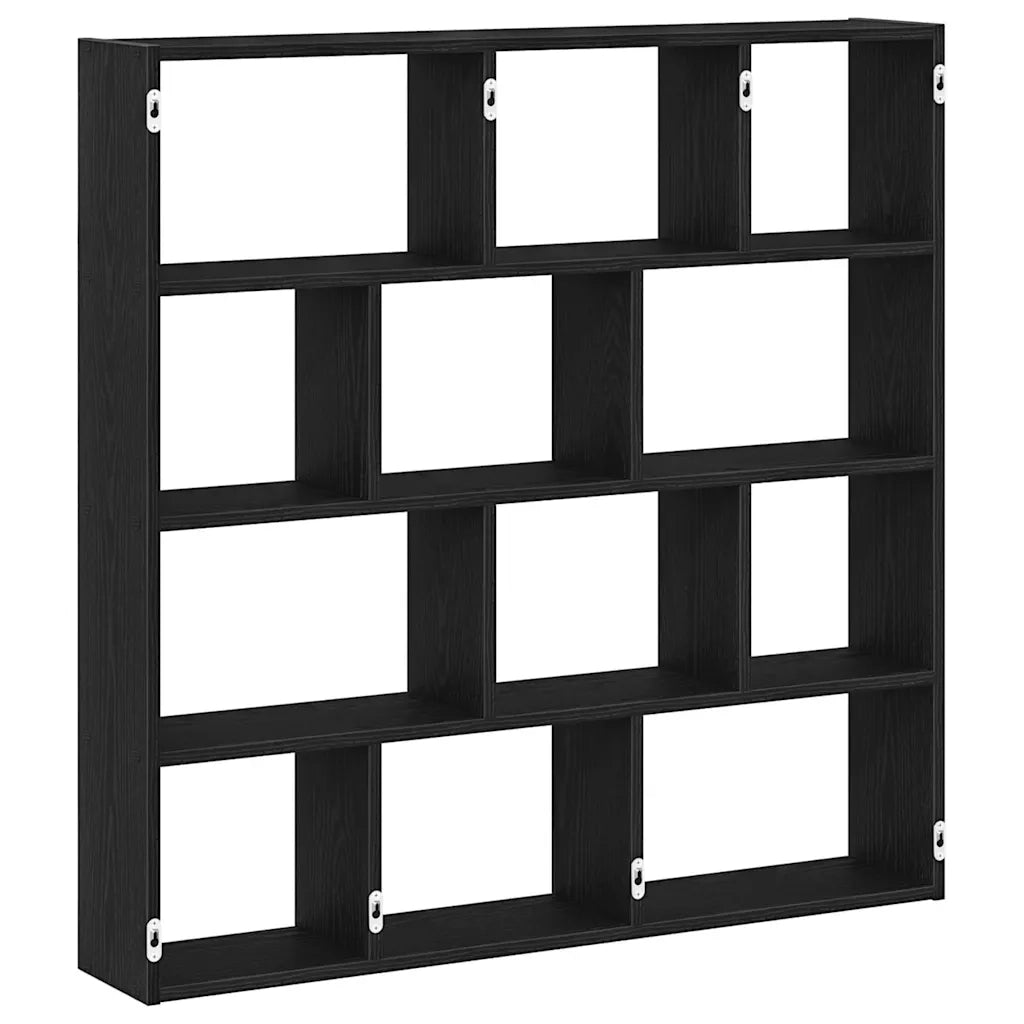 Mensola a Cubo da Parete 12 Scomparti Nero in Truciolato 860005