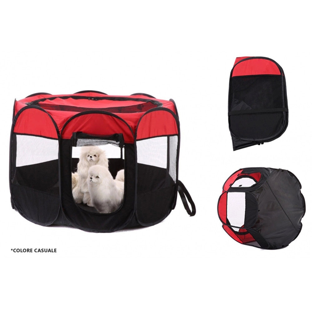 Trade Shop - Tenda Portatile Pieghevole Cani Gatti Cuccia 65x65x50 Cm Zanzariera Con Borsa -