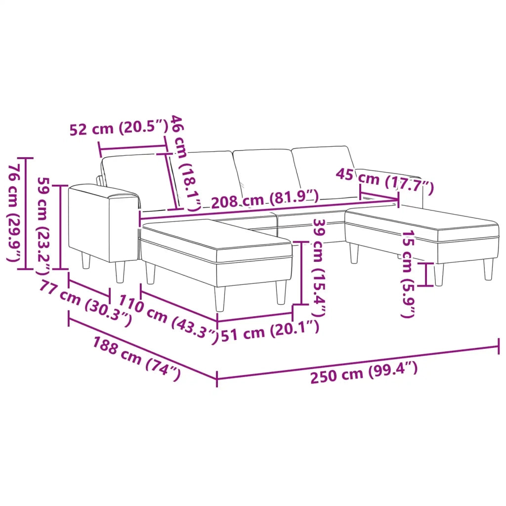 Divano per Soggiorno 3 pcs Grigio chiaro Poliestere 3335112