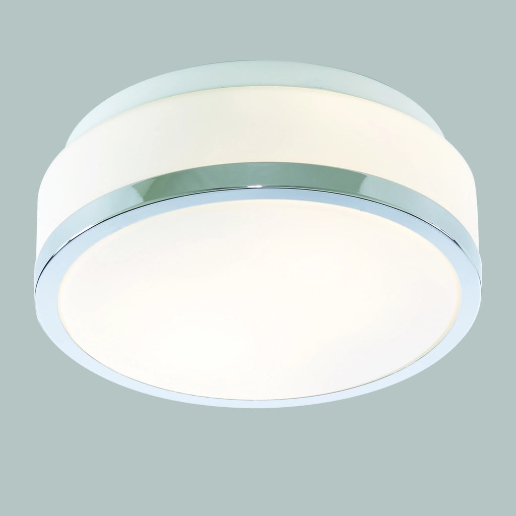 Plafoniera Contemporanea Formaggio Acciaio Cromo Vetro Bianco 1 Luce E27 23Cm