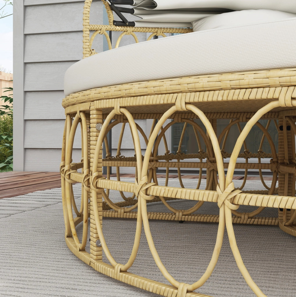 Sonneninsel 4 pezzi con tetto estraibile; effetto rattan; crema bianco