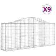 Set di 9 gabbioni ad arco per recinzione gabbia o muro di contenimento 200 x 30 x 80/100 cm ferro zincato argento 02_0041254