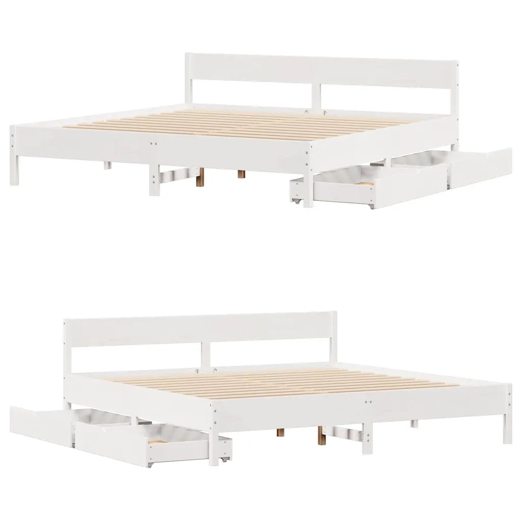 Letto matrimoniale | Letto per adulti | Letto senza Materasso Bianco 180x200 cm Legno Massello di Pino