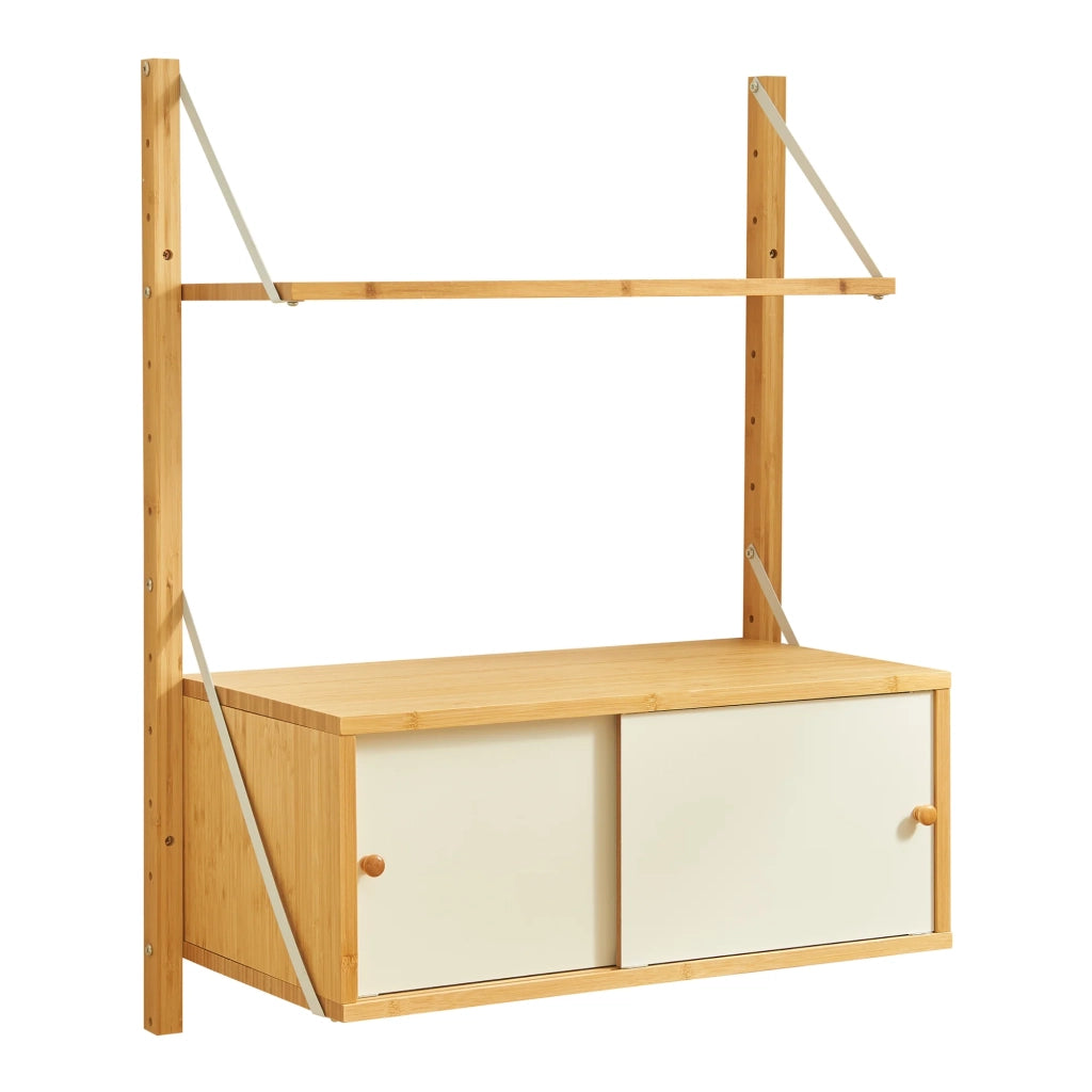 Scaffale dal design senza tempo per soggiorno/camera da letto mobiletto portaoggetti da parete 85 x 65 x 34 cm bambù naturale 03_0011297