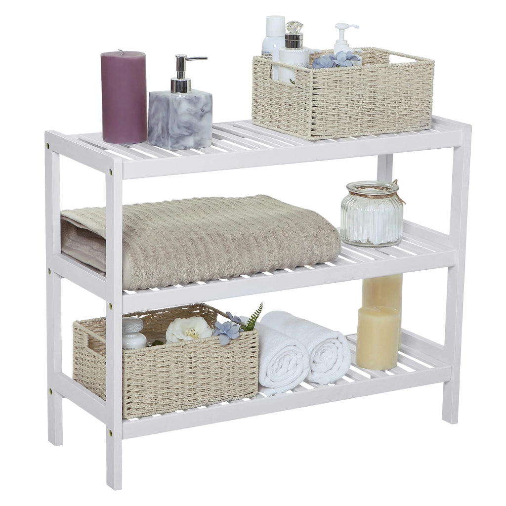 Scarpiera Valora in bambù bianco salvaspazio in stile moderno