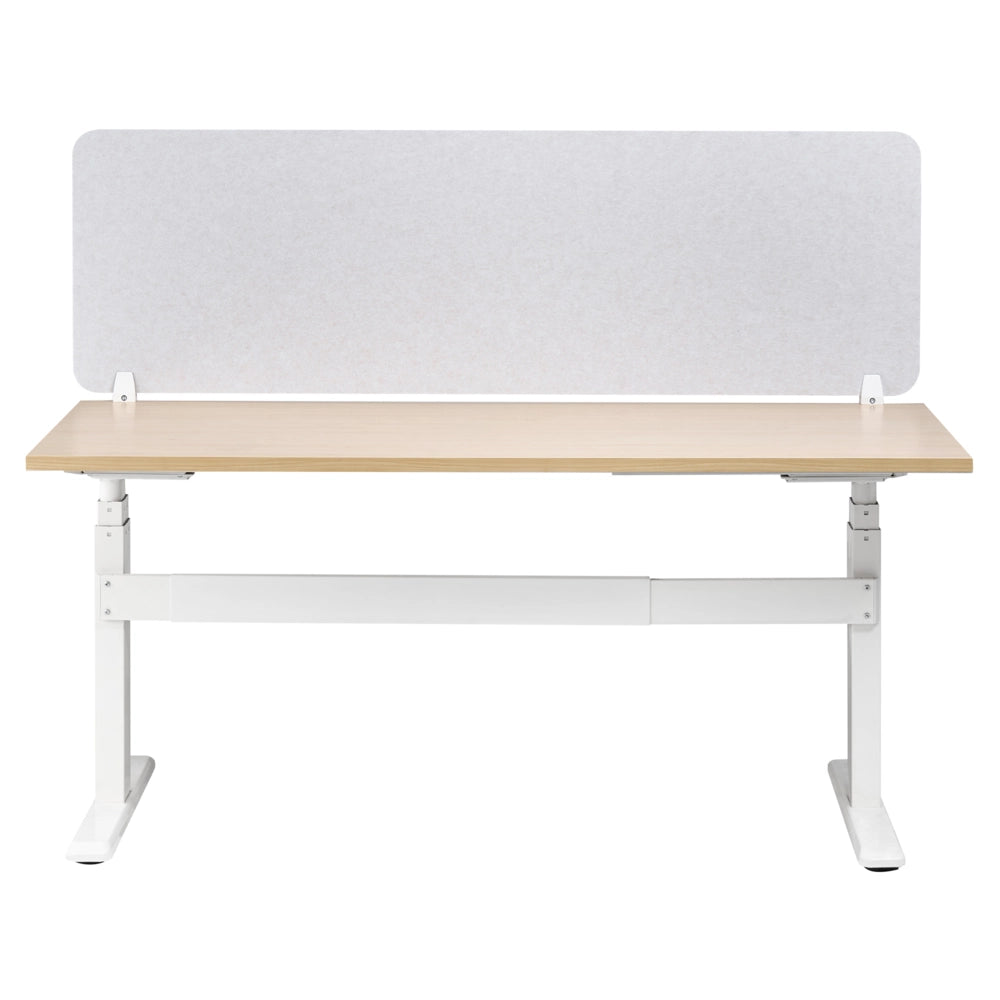 Pannello Divisorio da Scrivania Bianco Sporco in PET con Rivestimento in Tessuto 160 x 50 cm Schermo Acustico per Ufficio e Home Office