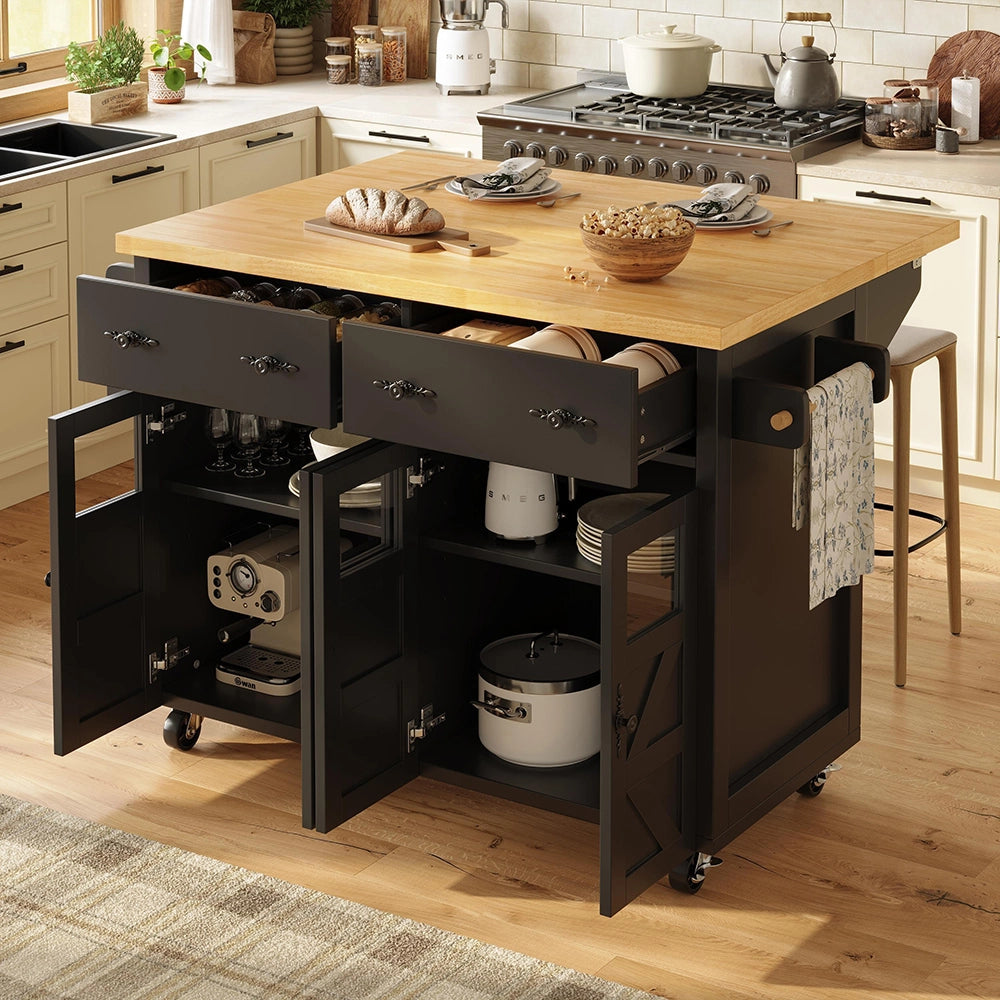 Isola cucina premium - Xylo - nero freni scomparti regolabili