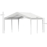 Garage Portatile 4x4m con Tettoia anti UV, Pioggia e Vento per Veicoli, Matrimoni e Feste - Bianco