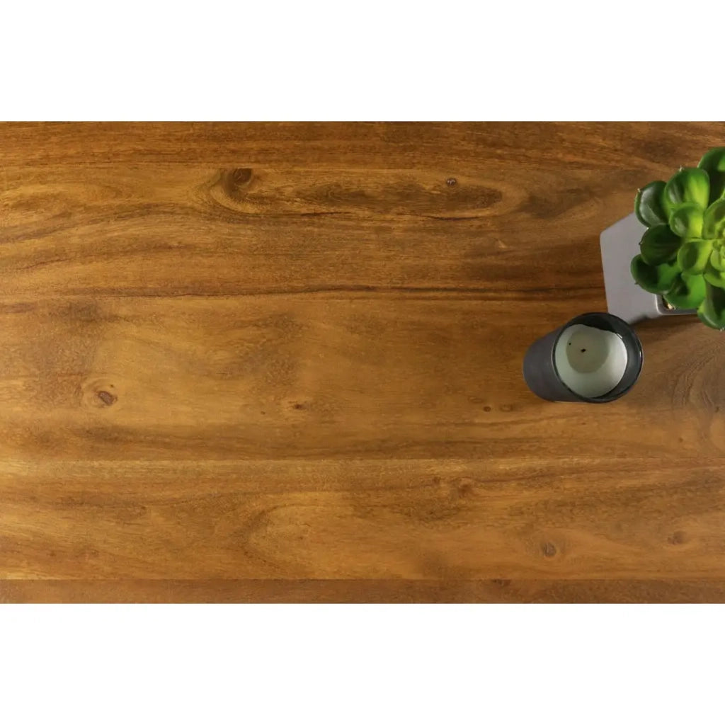 Tavolino basso ARKAYA 110 cm in legno di acacia massiccio con gambe in metallo nero a forma di U