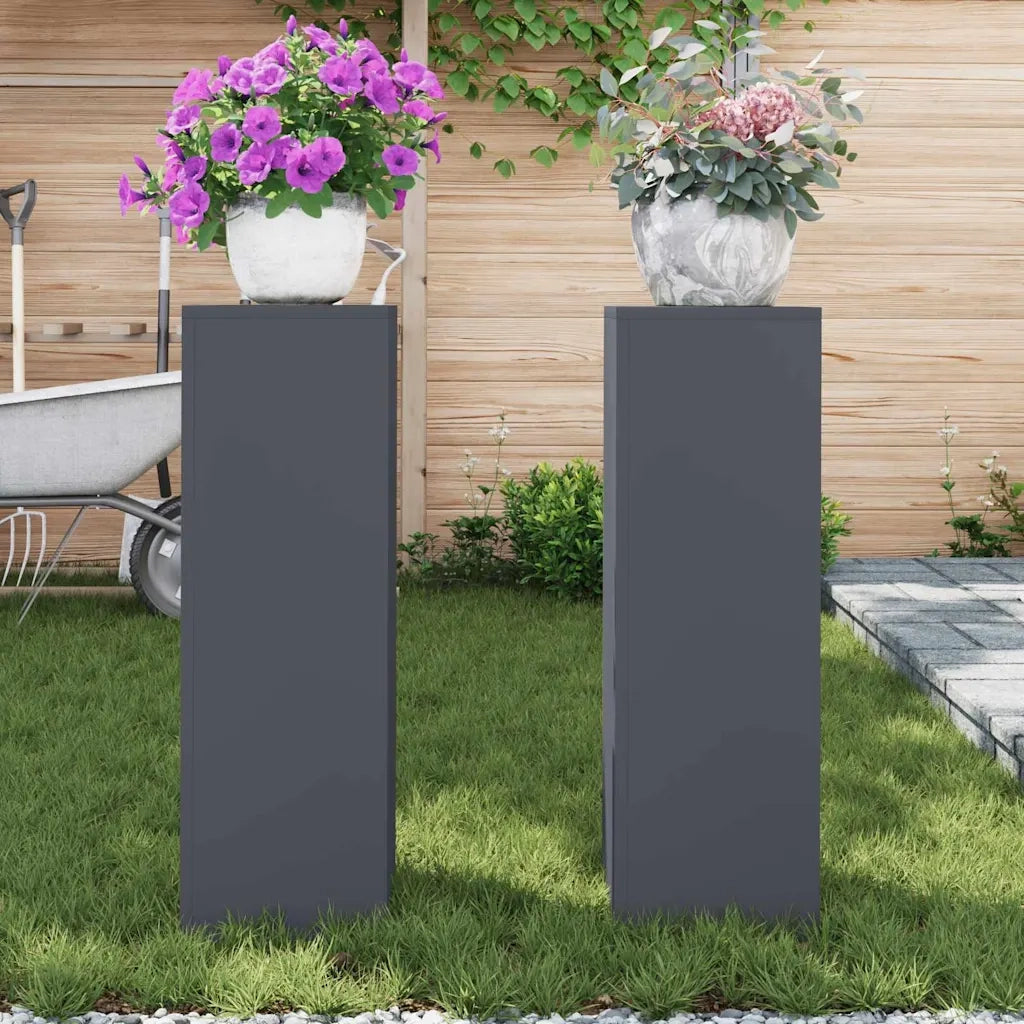 Supporto per piante 2 pcs Antracite 24 x 24 x 75 cm Acciaio 865822
