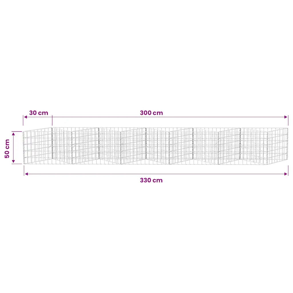 Gabbione in Rete in Acciaio Zincato 300x30x50 cm 142538