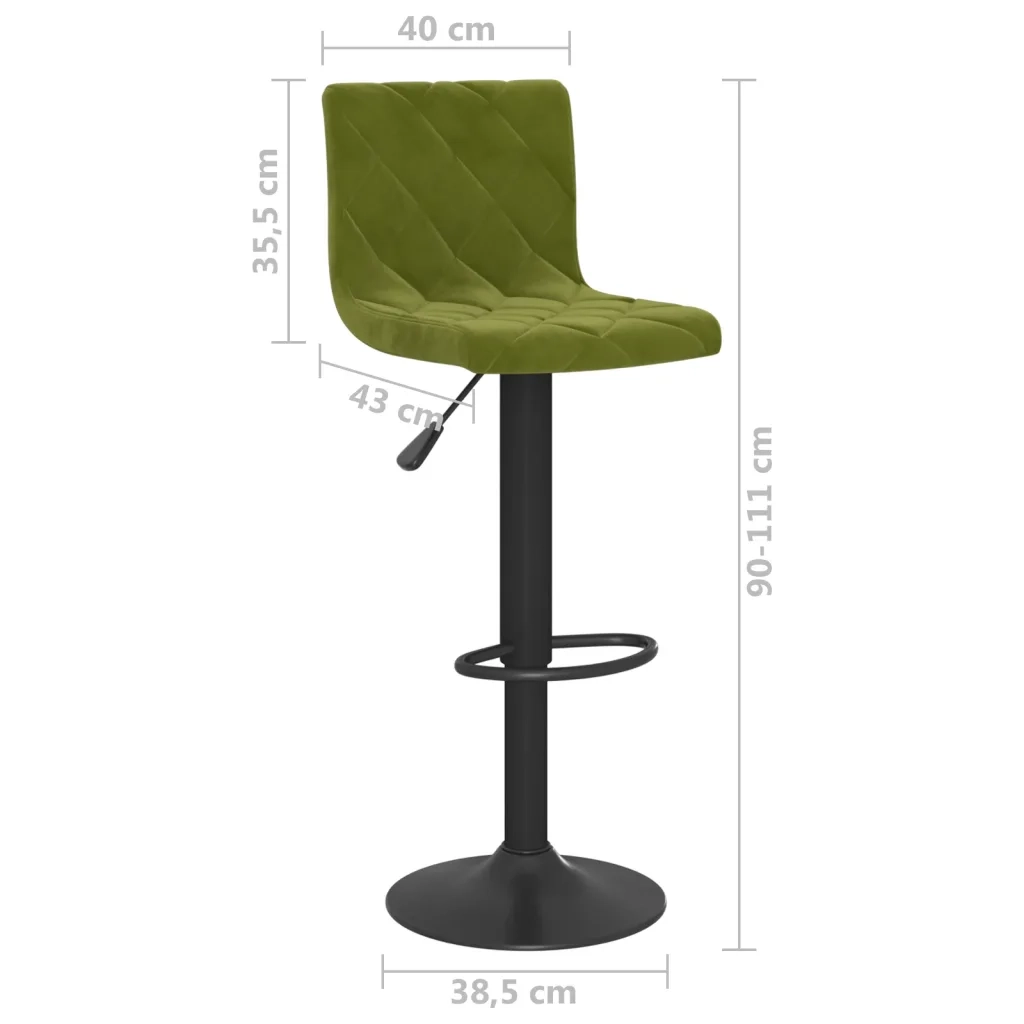 Sgabelli da Bar 2 pz Verde Chiaro in Velluto