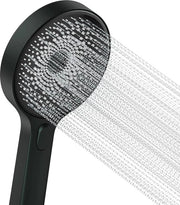 Doccia a mano grande 130 mm con 3 modalità di getto - rimovibile - set doccia premium - sbriciolatore per massaggi (nero)