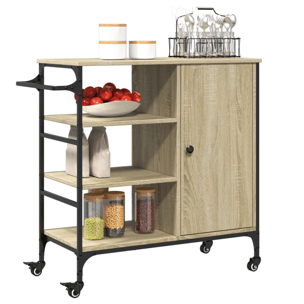 Carrello da Cucina-Scaffale per Cucina Rovere Sonoma 87,5x38,5x84,5 cm Multistrato