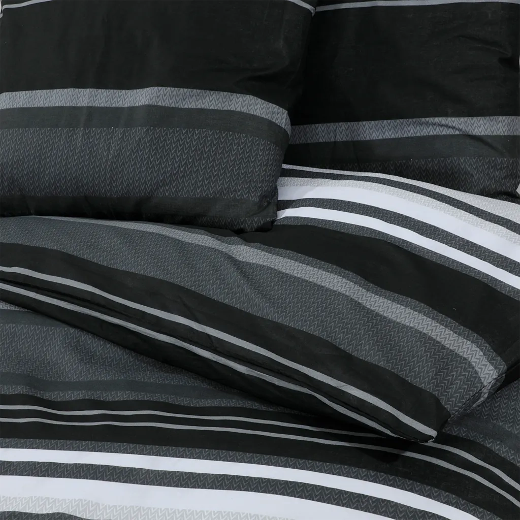 Set Copripiumino Nero e Bianco 220x240 cm in Cotone 136497