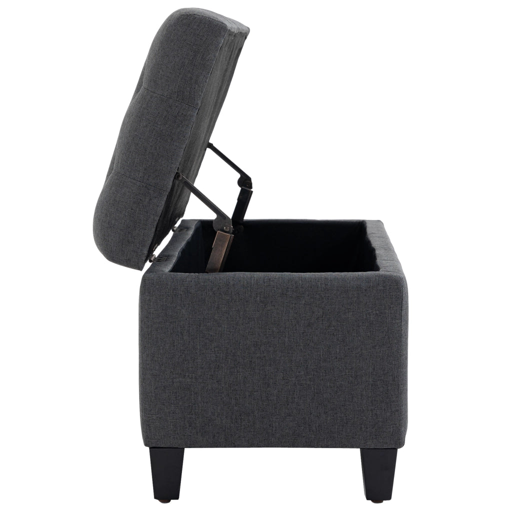 Panca contenitore imbottita con seduta morbida e vano interno in poliestere grigio scuro 100 × 40 × 44 cm
