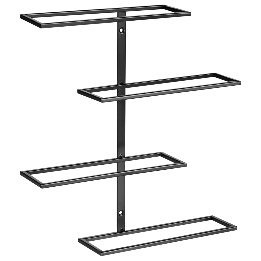 Scaffale da parete per 4 bottiglie di vino in metallo nero stile moderno