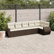 Set Divano da Giardino 6 pz con Cuscini Marrone in Polyrattan 3221392