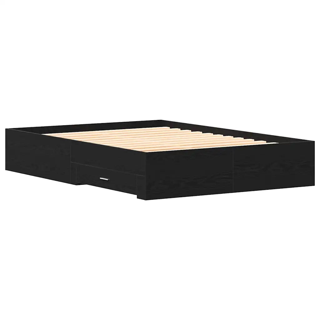 Struttura del letto Rovere Nero 135 x 190 cm Legno multistrato 3333977