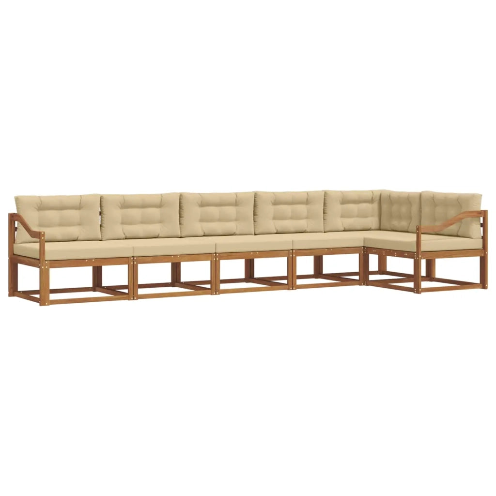 Set di divani da esterno con cuscino 6 pcs Naturale e Beige 3367666
