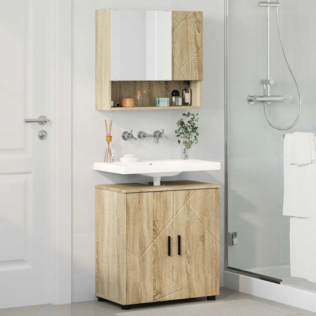 Set di mobili per il bagno con porta 2 pcs Rovere Sonoma