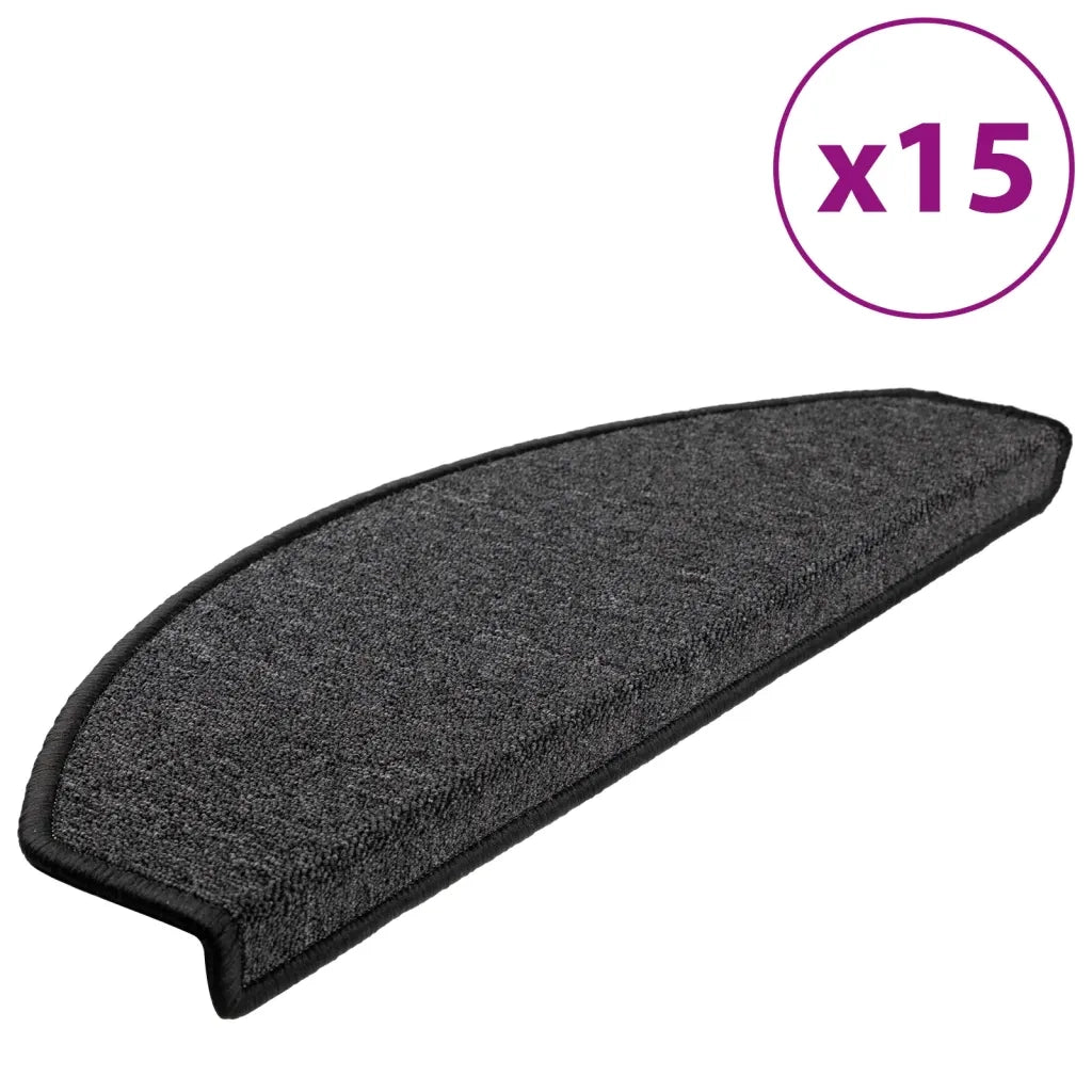 Tappetini per scale 15 pz 65x24x4 cm Antracite Semicircolari Grandi 133884