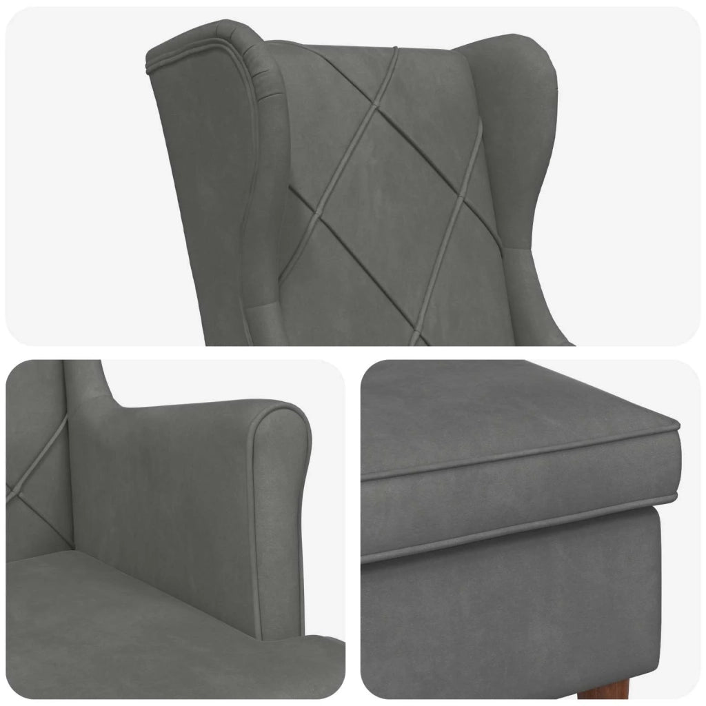 Poltrona con Ottomano 2 pz Grigio Scuro Velluto 3418843
