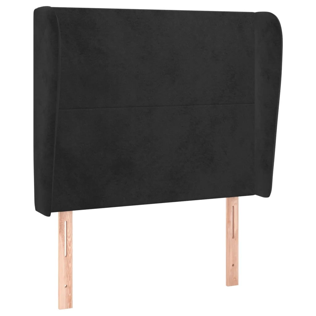 Testiera ad Orecchio-Testata con Orecchie Nera 93x23x118/128 cm in Velluto 395325