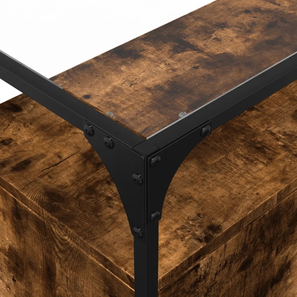 Credenza Piano Vetro Rovere Fumo 98x35x81cm Legno Multistrato 846071