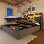 Letto imbottito 140x190 con contenitore, LED e porte USB
