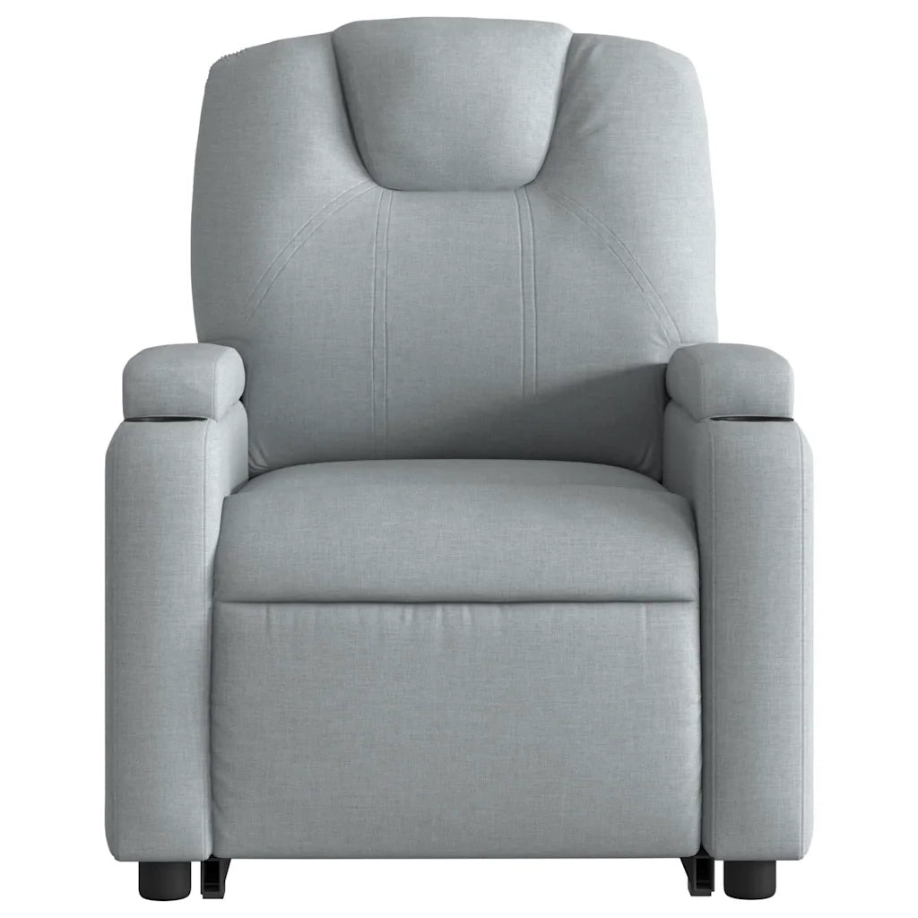 Poltrona | Sedia Relax Alzapersona Reclinabile Grigio Chiaro in Tessuto