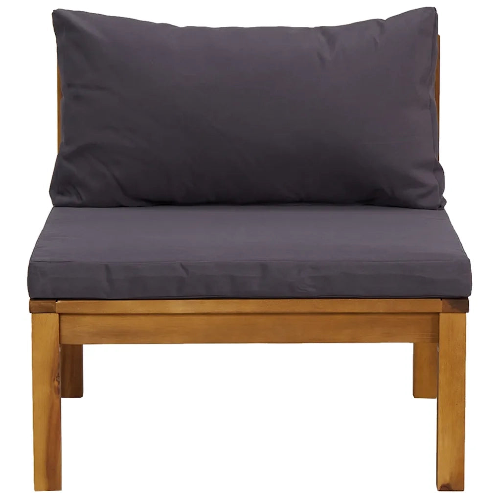 Set Divani da Giardino 2 pz con Cuscini Grigio Scuro in Acacia cod mxl 76837