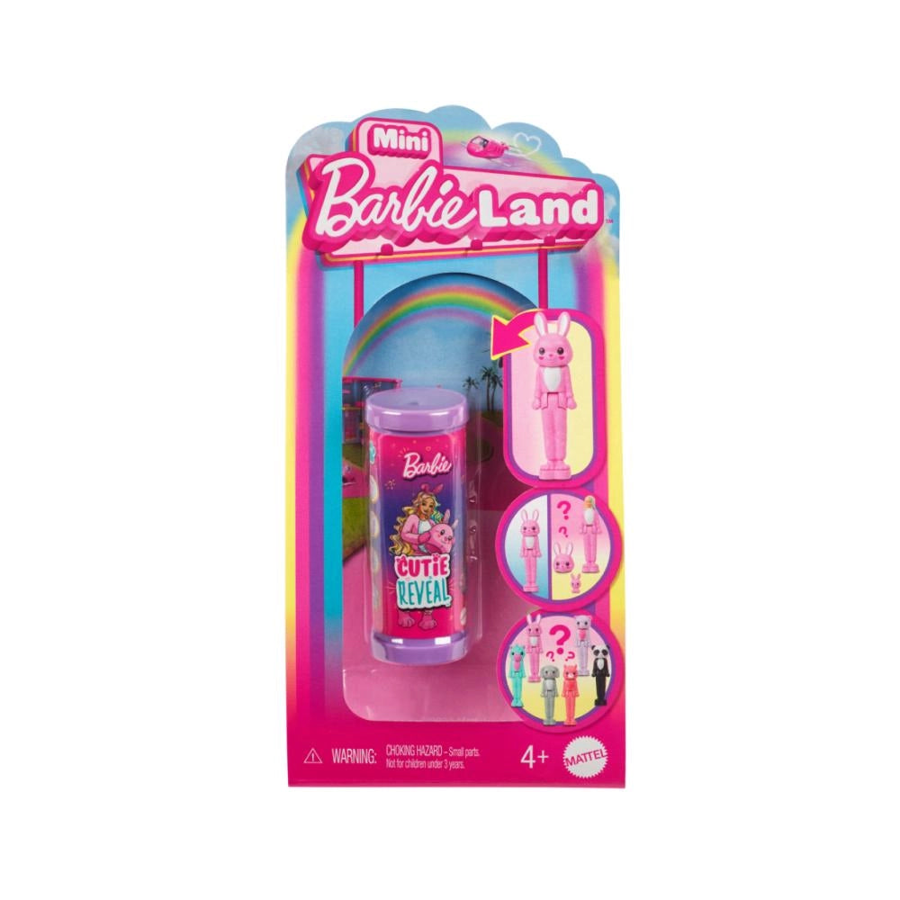 Bambole-Mini Barbieland Cutie reveal,1 contenitore,1 cucciolo,1 mini fihure a sorpresa,Mattel- 1 pezzo casuale-Eta 4 +